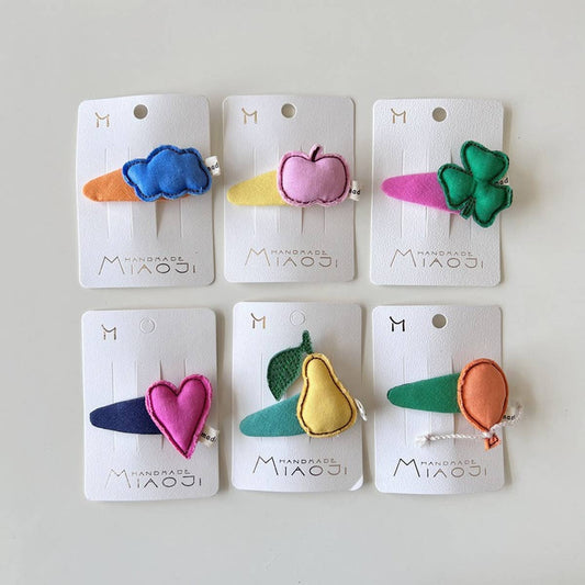 CHILDREN'S FABRIC HEART CLOVER EDGE HAIRPIN