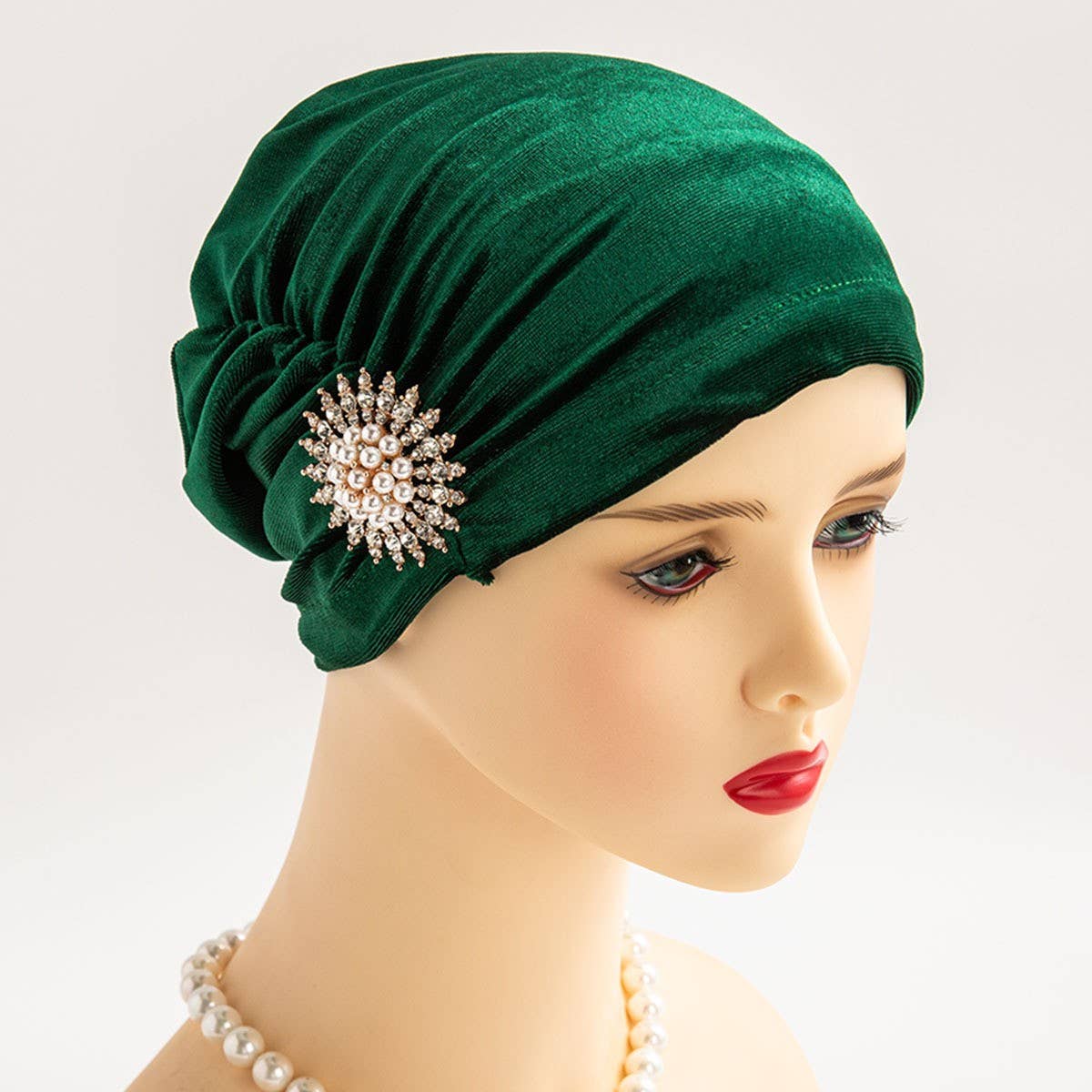 NOBLE RETRO FLANNEL RHINESTONE SUNFLOWER HEADSCARF_CWASC2443