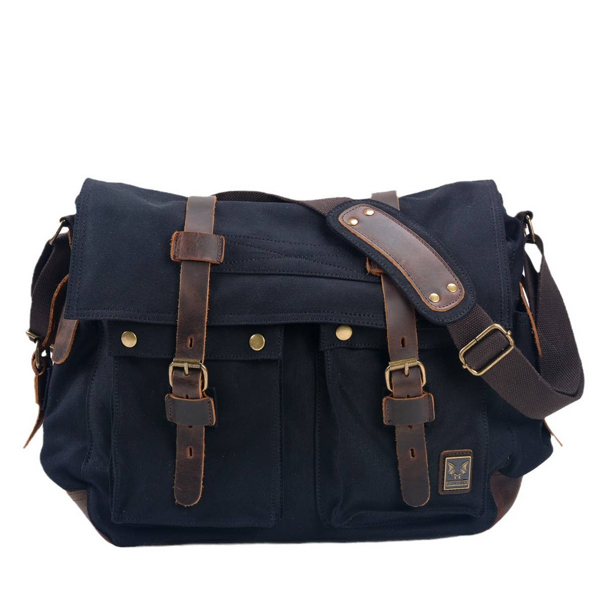 Vintage Canvas Leather Laptop Satchel for Men_CWAB5567