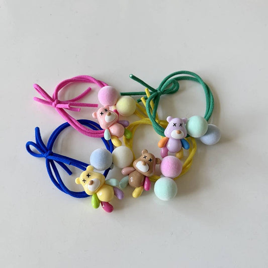 COLORFUL BEAR RUBBER BAND HAIR TIE
