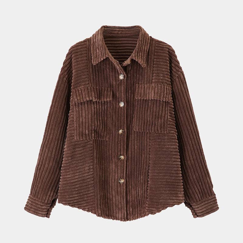 STYLISH LAPEL POCKET LONG-SLEEVED WOOLEN JACKET