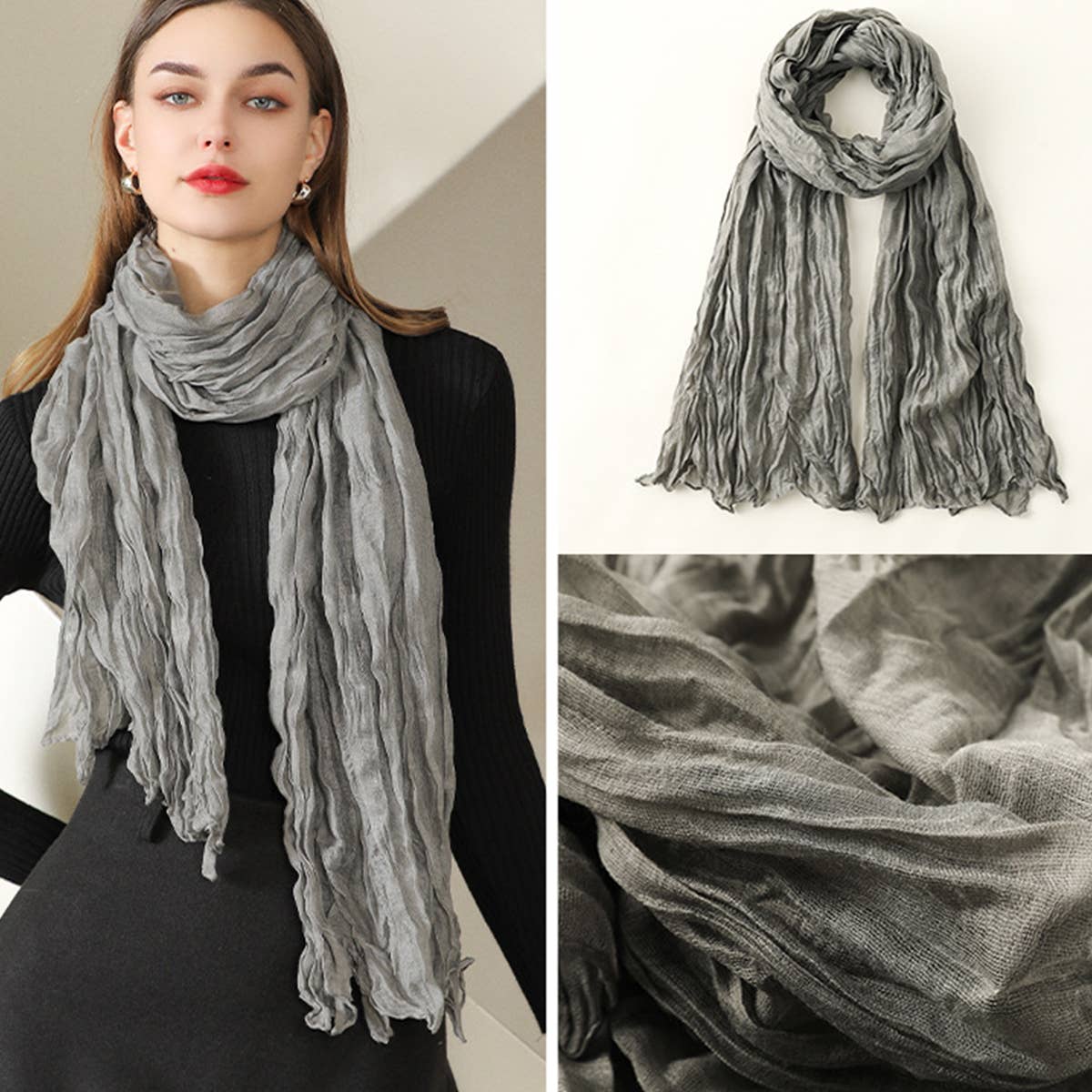 WOMEN COTTON SCARVES SOFT FASHION WRAP SHAWL