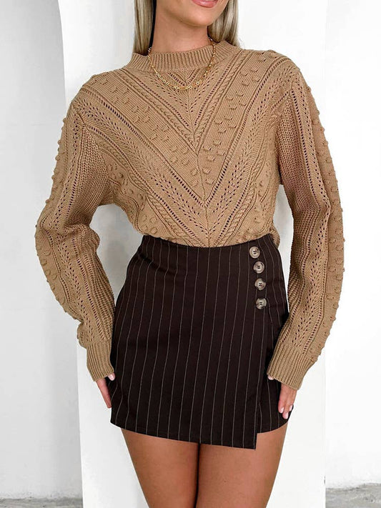 SIMPLE HIGH FASHION CREW-NECK JACQUARD SWEATER