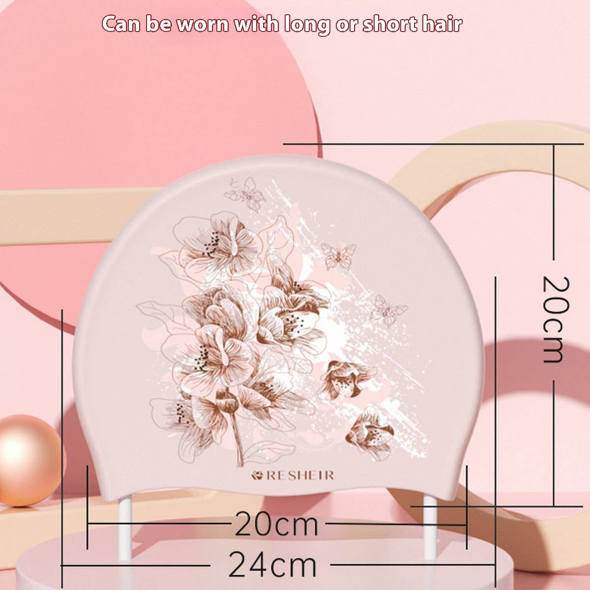 Adult Women's Swim Cap, Floral, Waterproof_CWMM6711