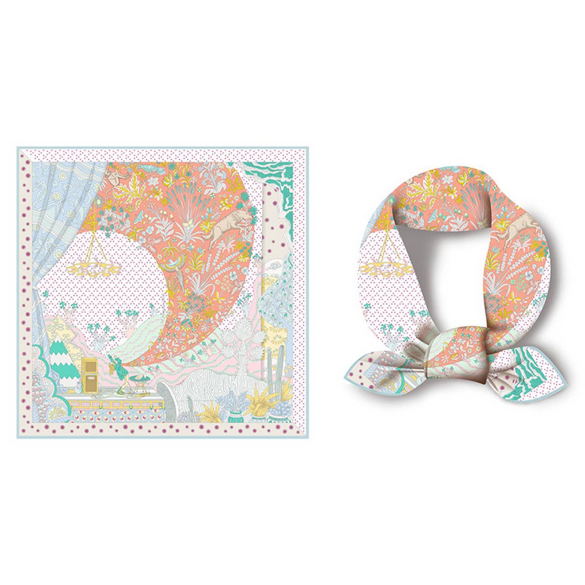 Silk Feel Square Scarf for Travel & Styling