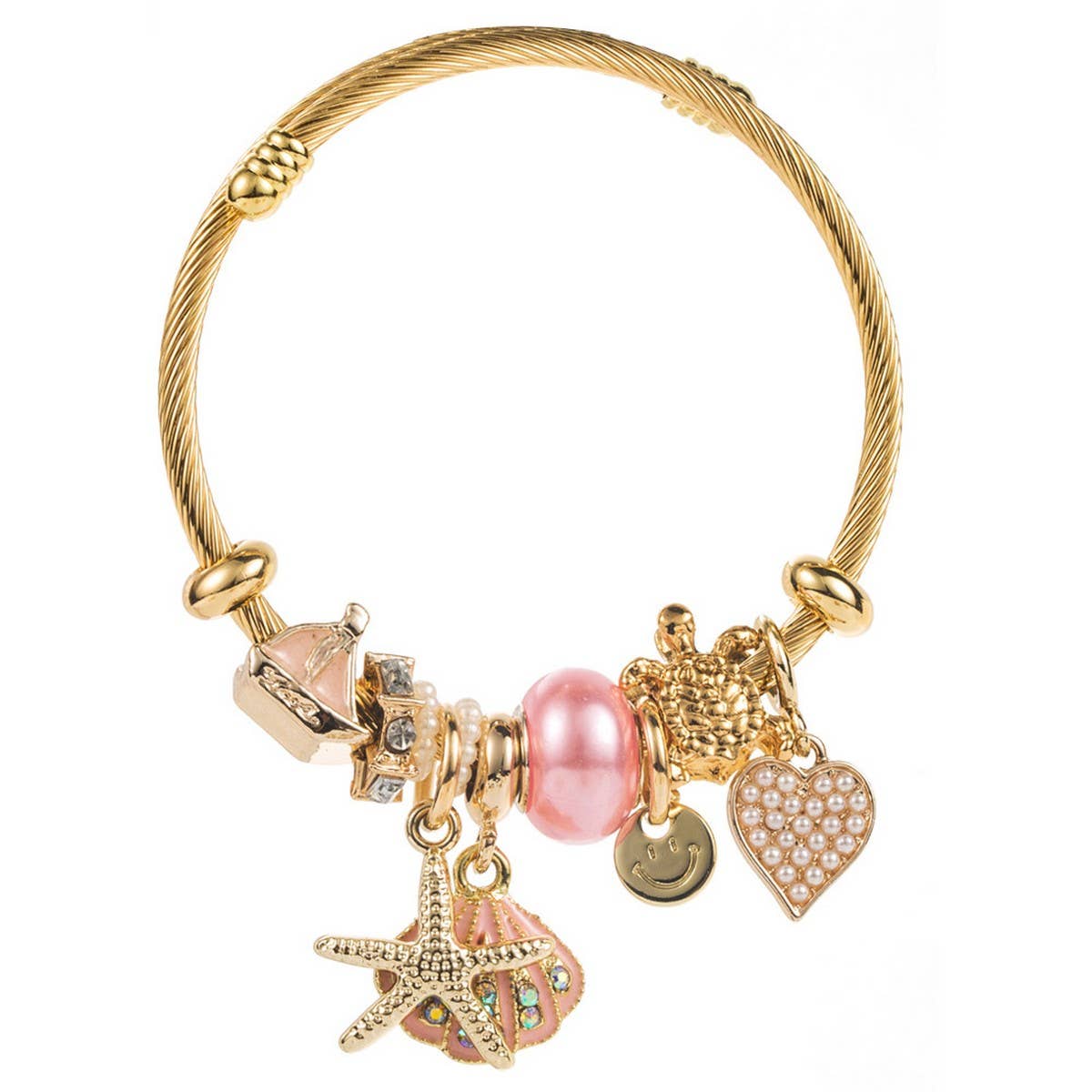 Beach Shell Starfish Steel Bracelet for Women_CWMM8476