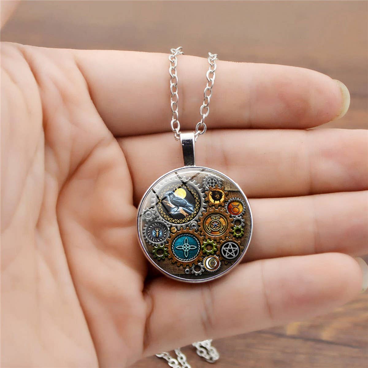 STEAMPUNK MECHANICAL TIME GEM NECKLACE JEWELRY_CWAJE0699