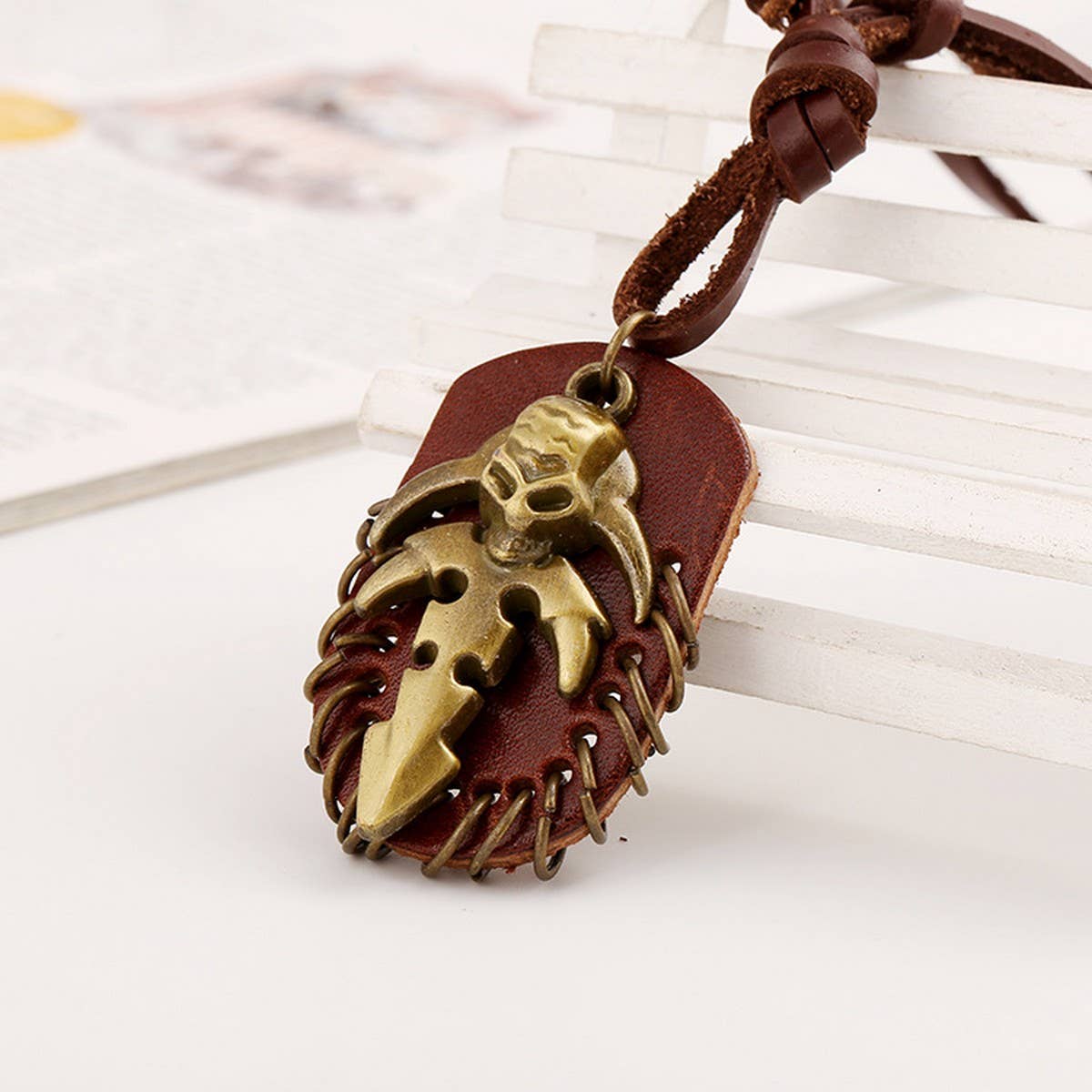 PUNK RETRO STYLE MEN'S LEATHER NECKLACE_CWMM4623