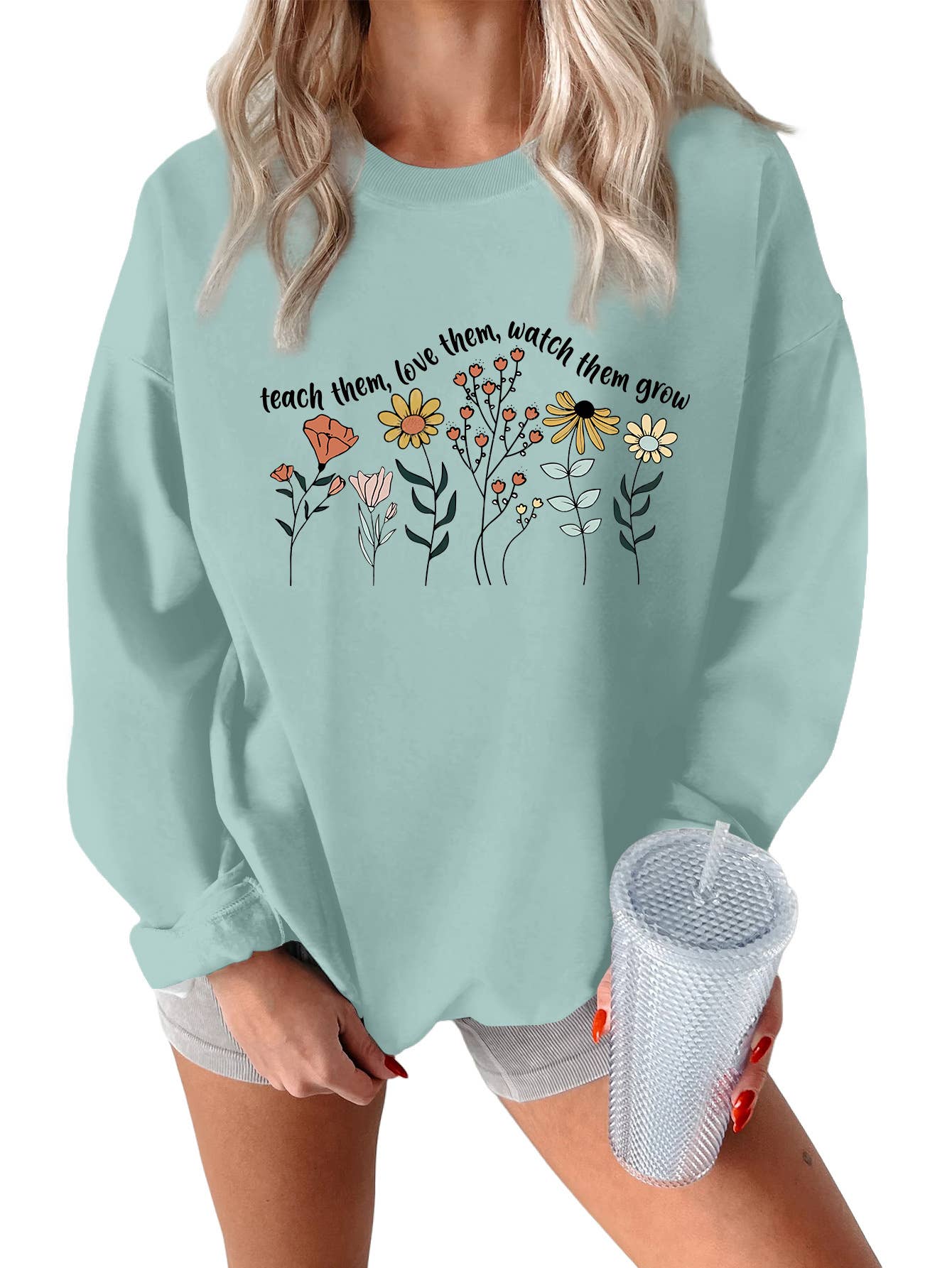 Teach them love printed thickened warm hoodie