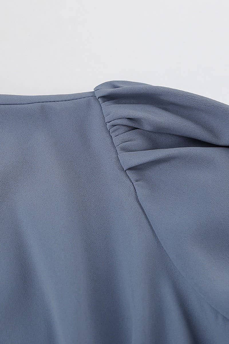 CWDMD4260_LANTERN SLEEVE V-NECK RETRO SLIM DRESS