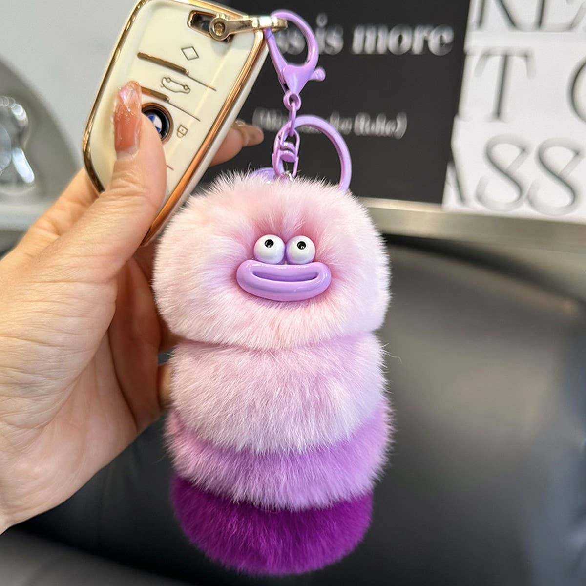 UGLY AND CUTE CATERPILLAR BAG PENDANT CAR KEYCHAIN
