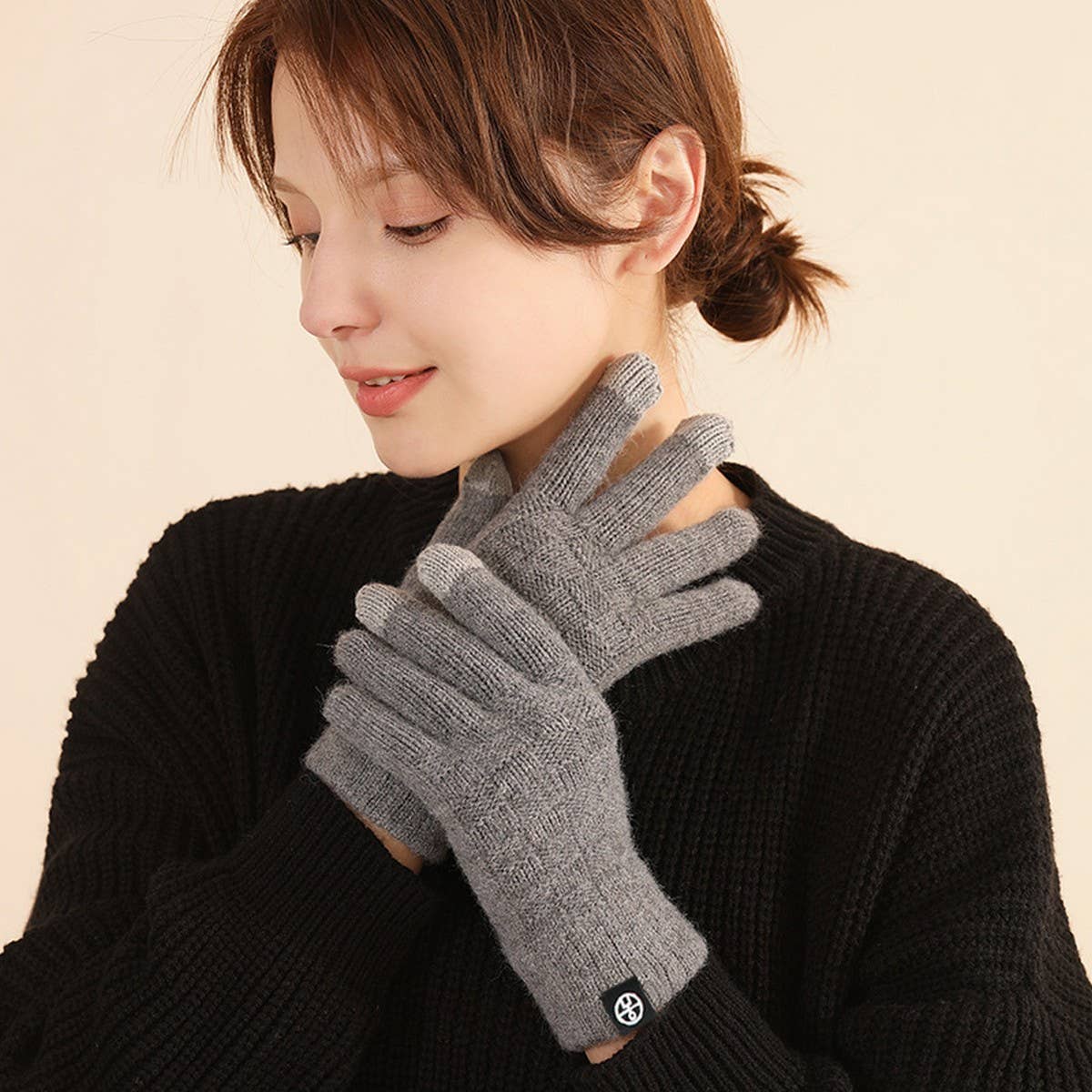 WINTER WOOLEN CHECKERED TOUCH SCREEN GLOVES_CWAG0409