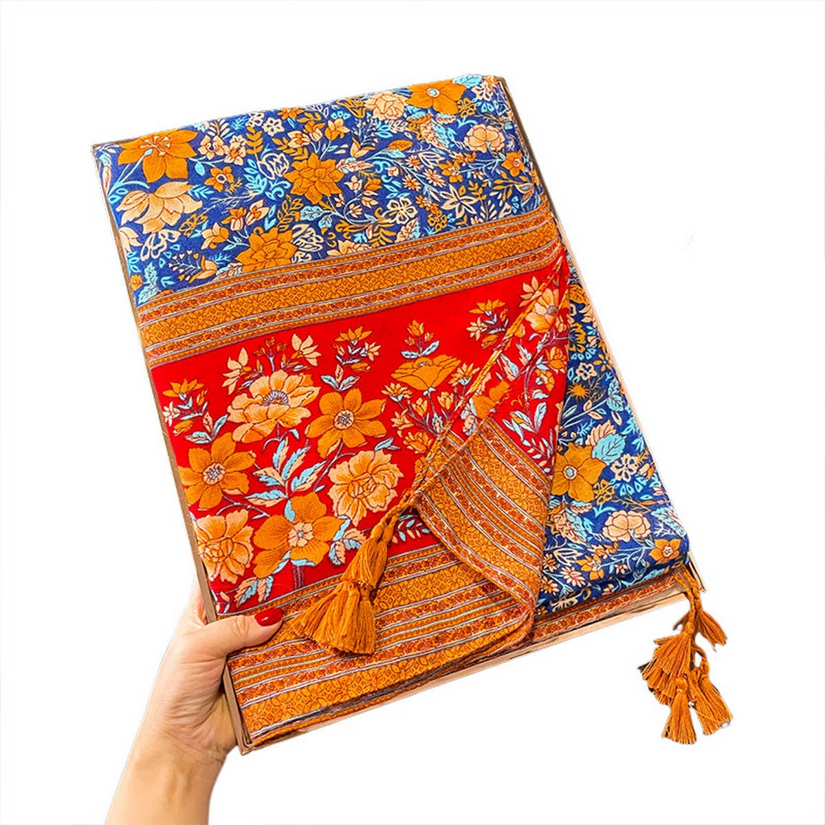 Boho Floral Colorblock Reversible Shawl for Summer_CWASC0621