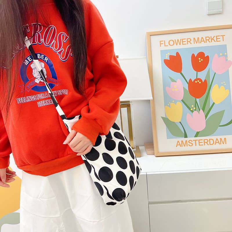 Large dot single-shoulder adjustable bag