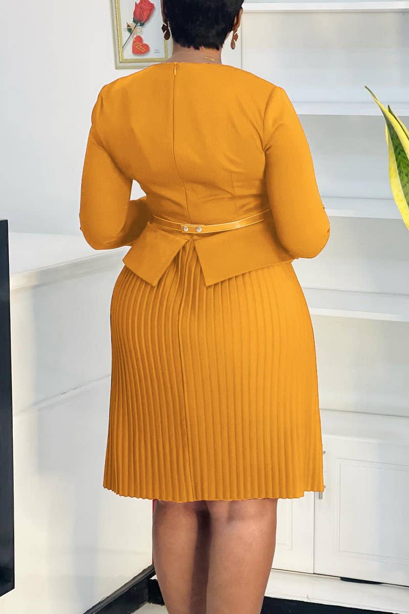 CWDMD01252_2025 PLUS SIZE WOMEN BUTTON FAUX TWO PIECE DRESS