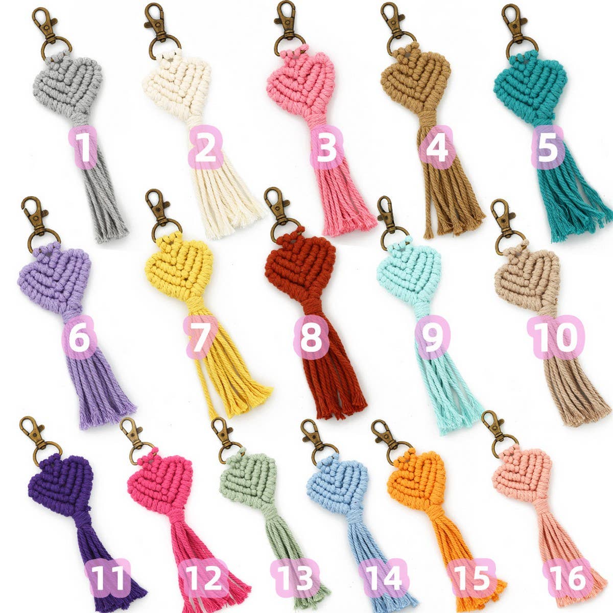 OVE Pendant Woven Keychain Colorful Heart Charm_CWMM6876