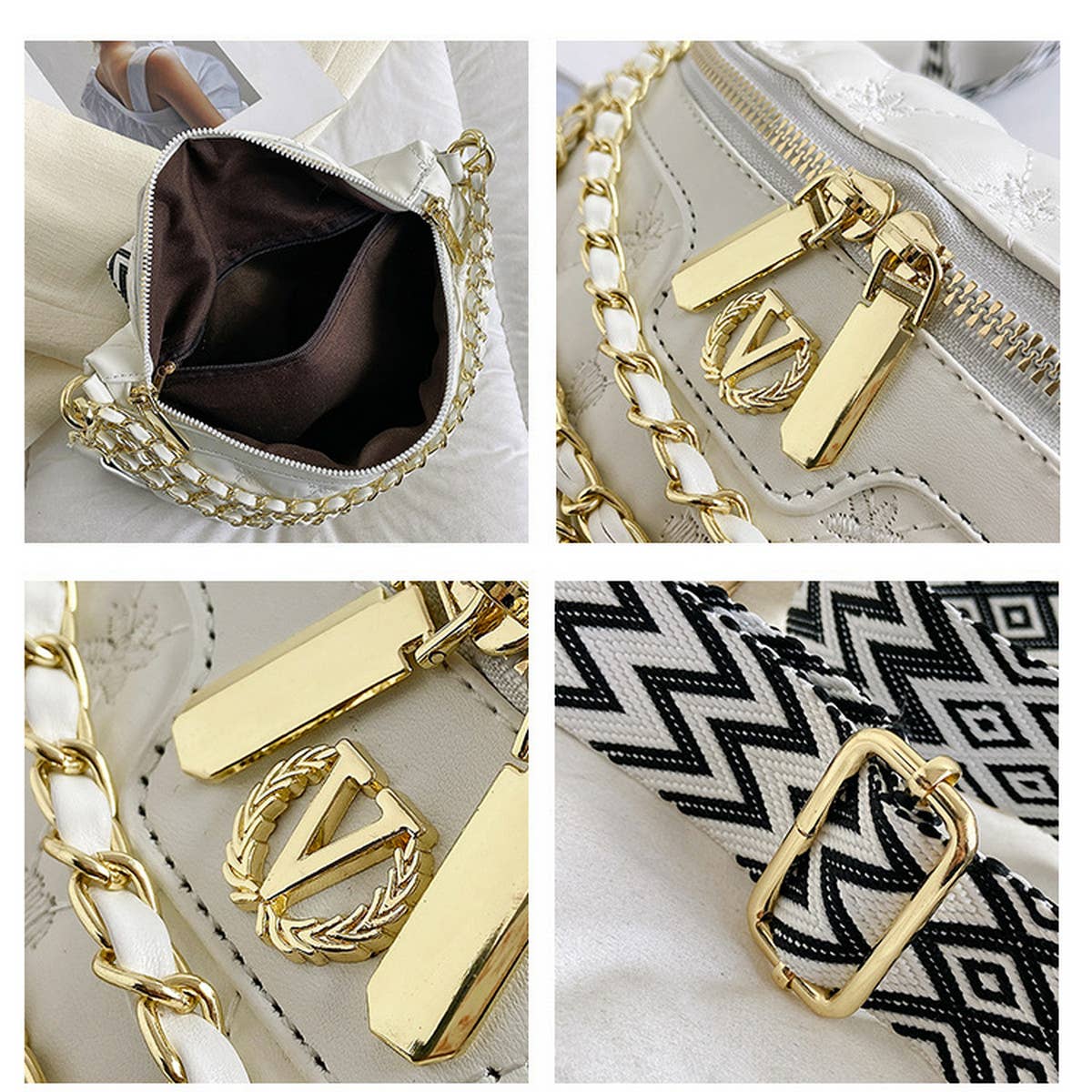 DIAMOND ZIPPER CASUAL CHEST BAG_CWAB2080