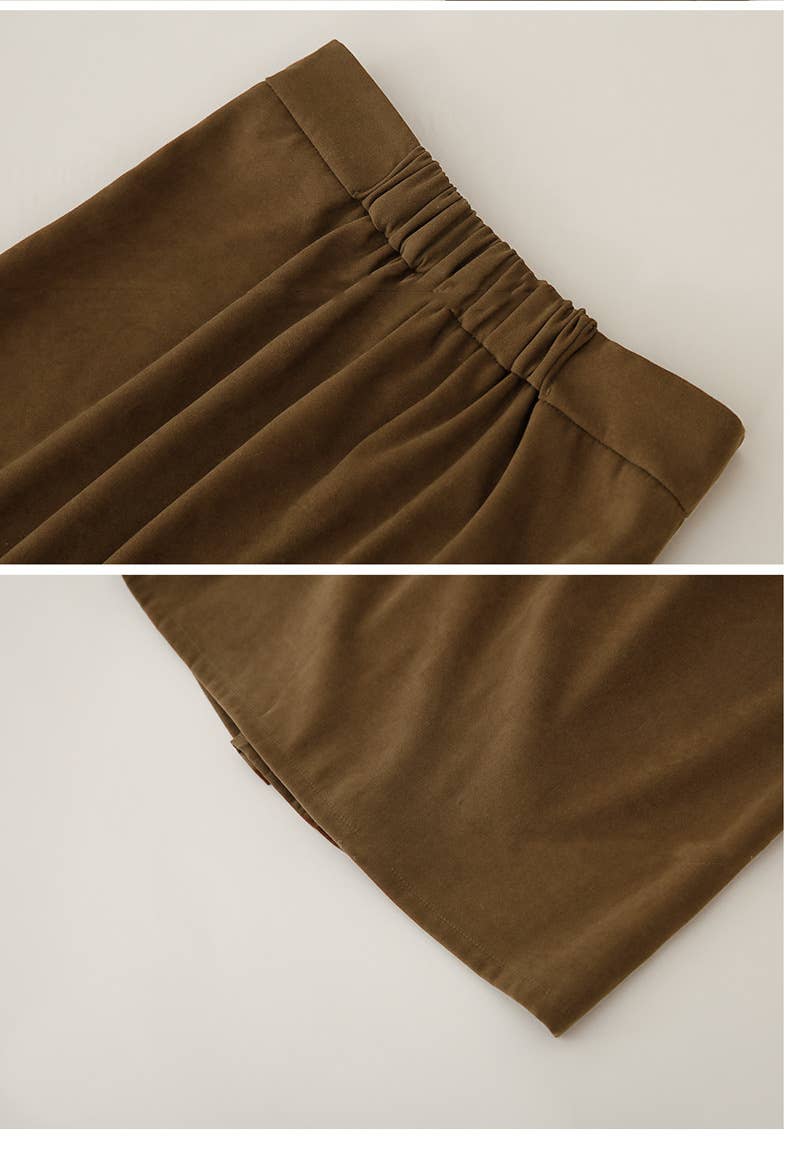 WOMEN'S SUEDE MAILLARD SOLID COLOR LONG SKIRT