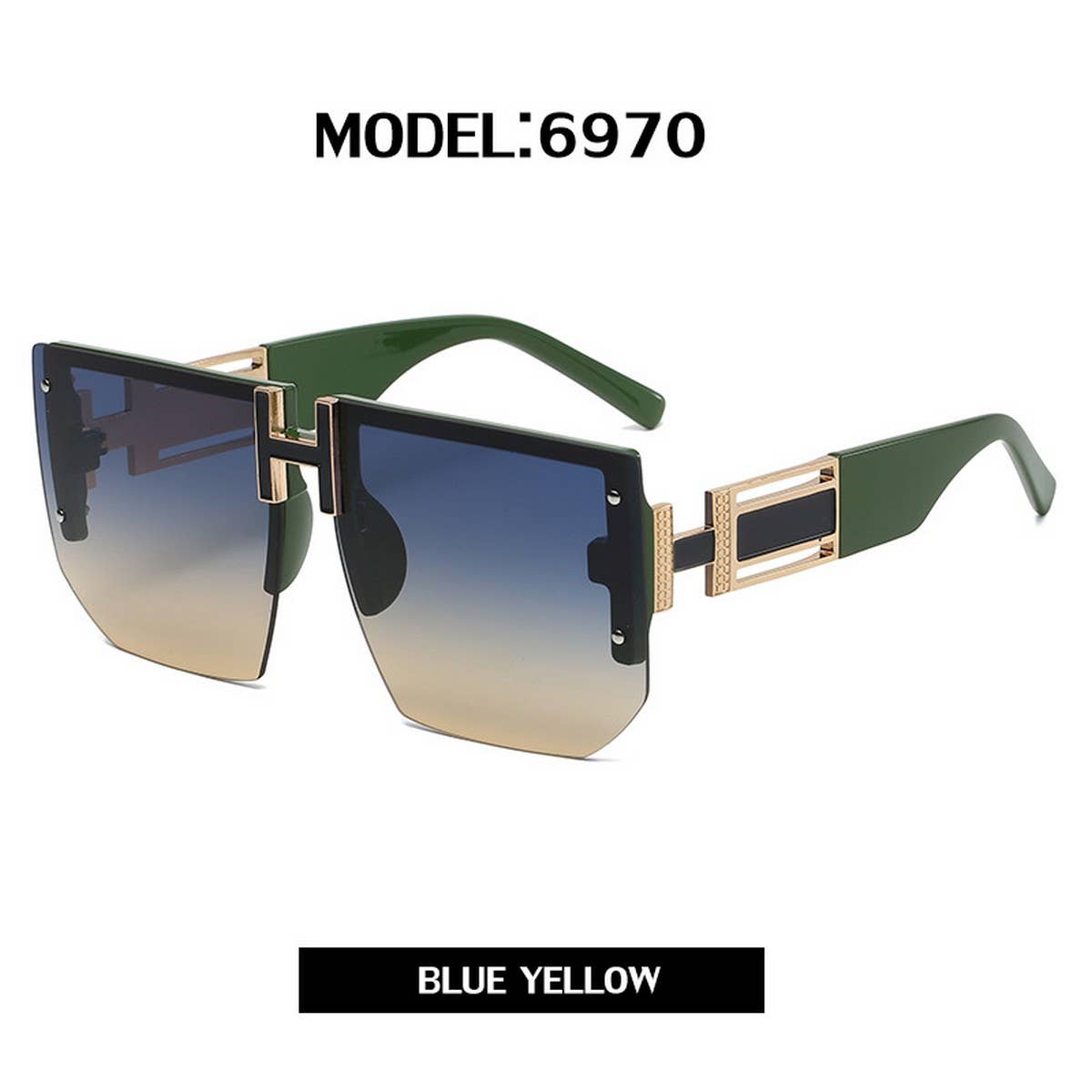 UV PROTECTION DIAMOND-CUT LARGE FRAME SUNGLASSES