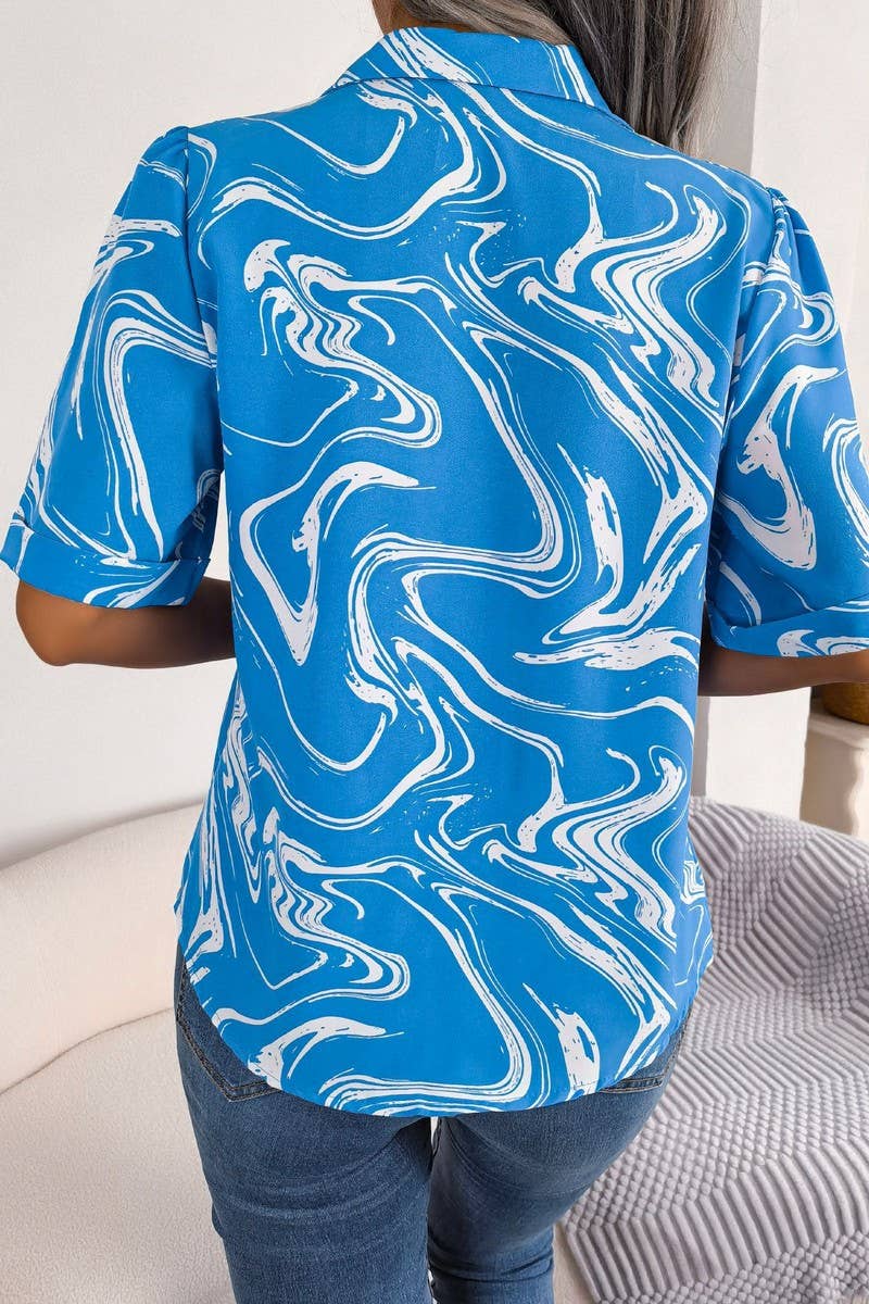 SUIT COLLAR CONTRAST COLOR SHORT SLEEVE SHIRT_CWTSTS0224