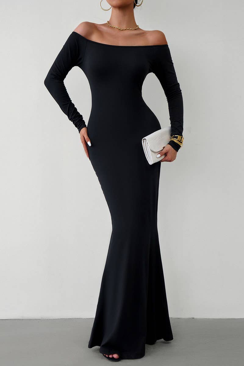 CWDMD1103_Off Shoulder Bodycon Maxi Evening Dress