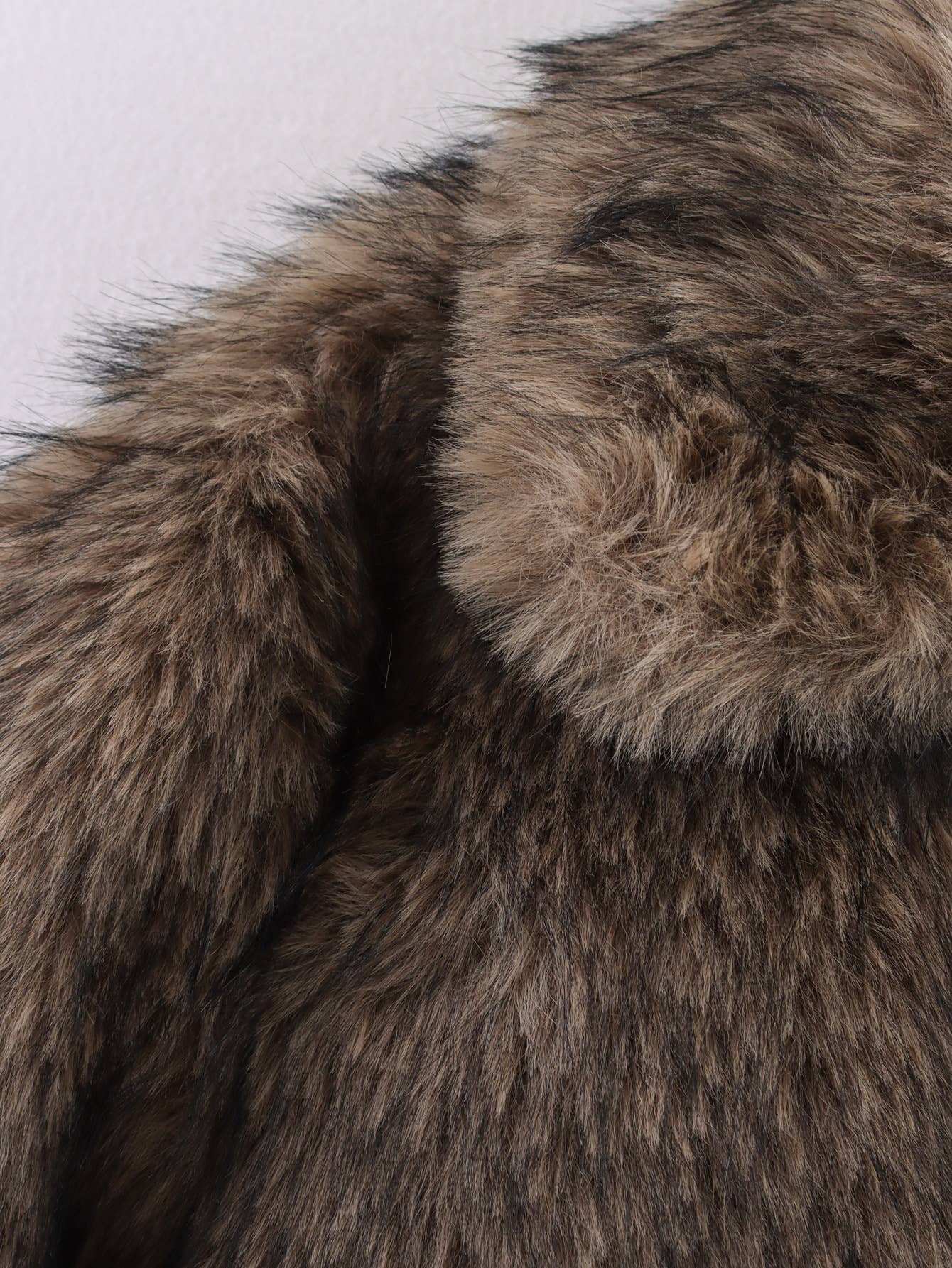 Lapel long-sleeved faux fur patchwork jacket