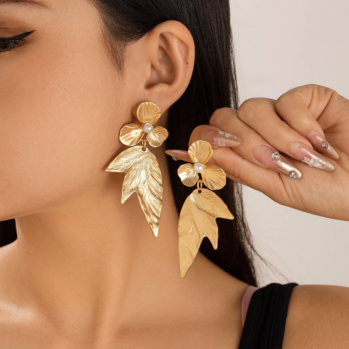 SWEET AND COOL 3D GINKGO LEAF AND FLOWER EARRINGS