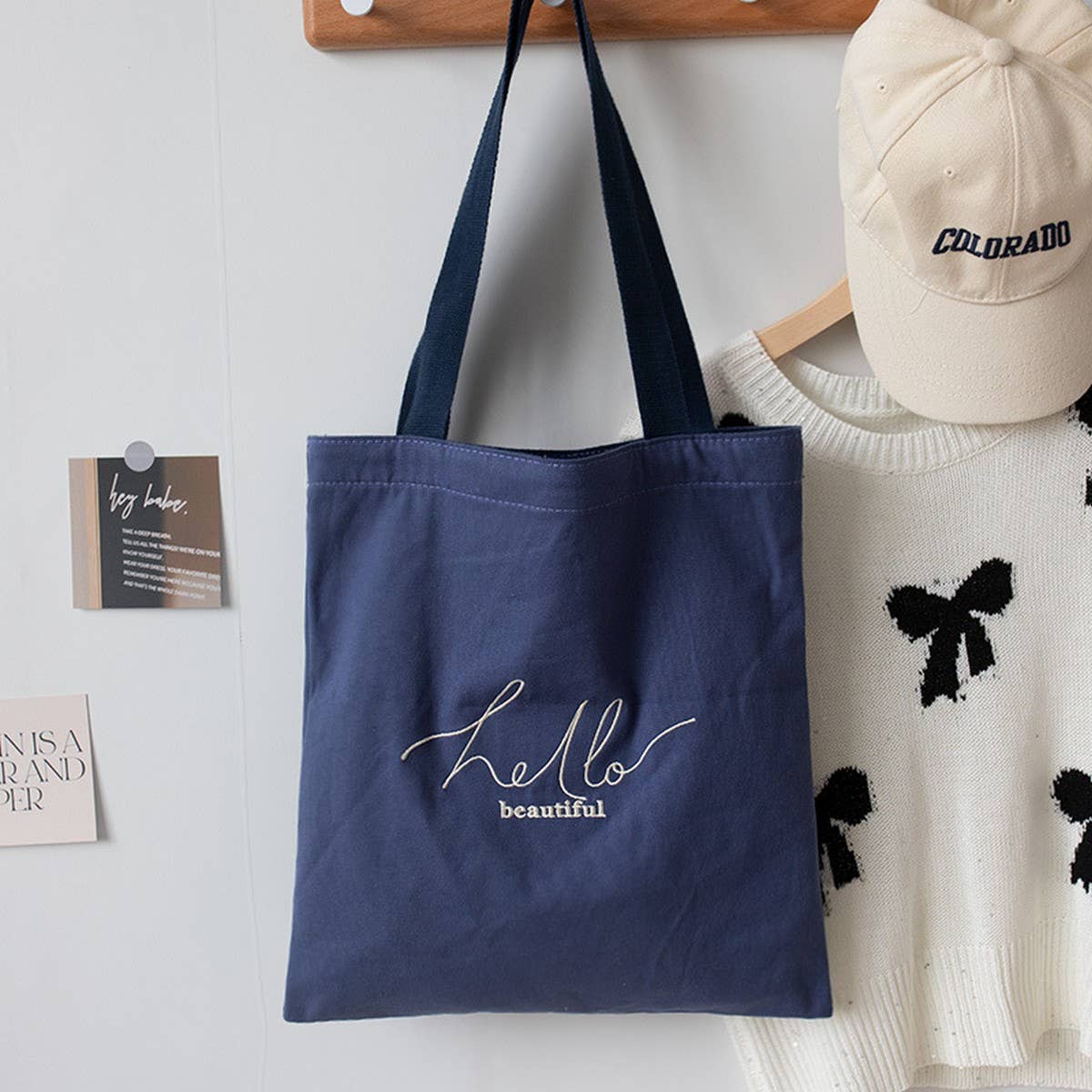 Casual Solid Color Canvas Shoulder Tote, Big Size_CWAB5635