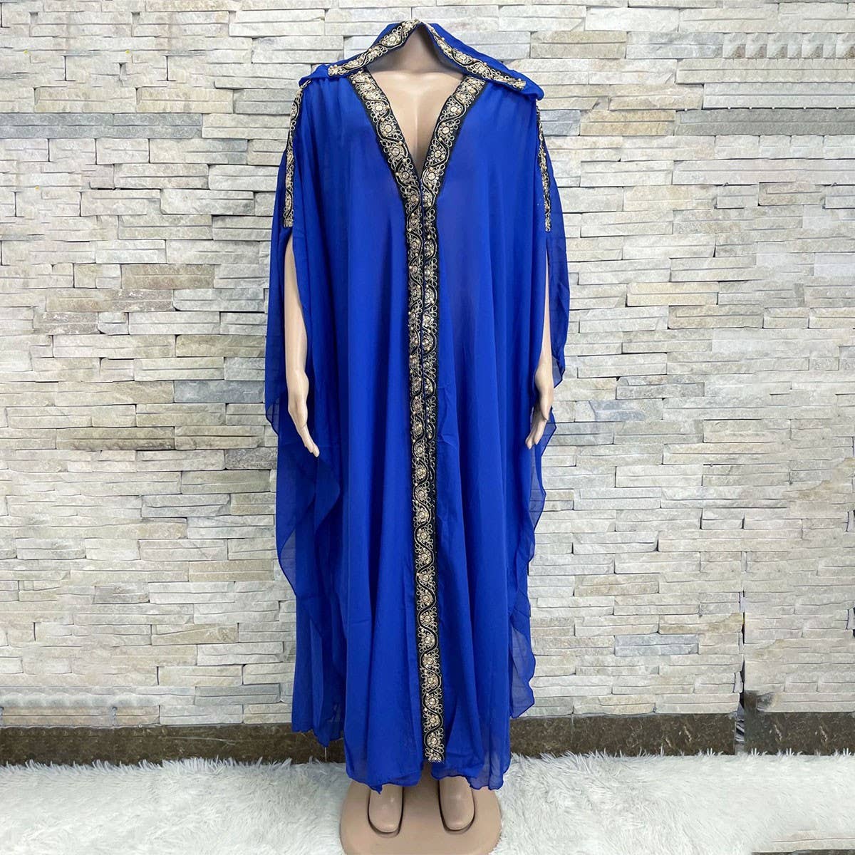 Embroidered Chiffon Hooded Abaya Cape