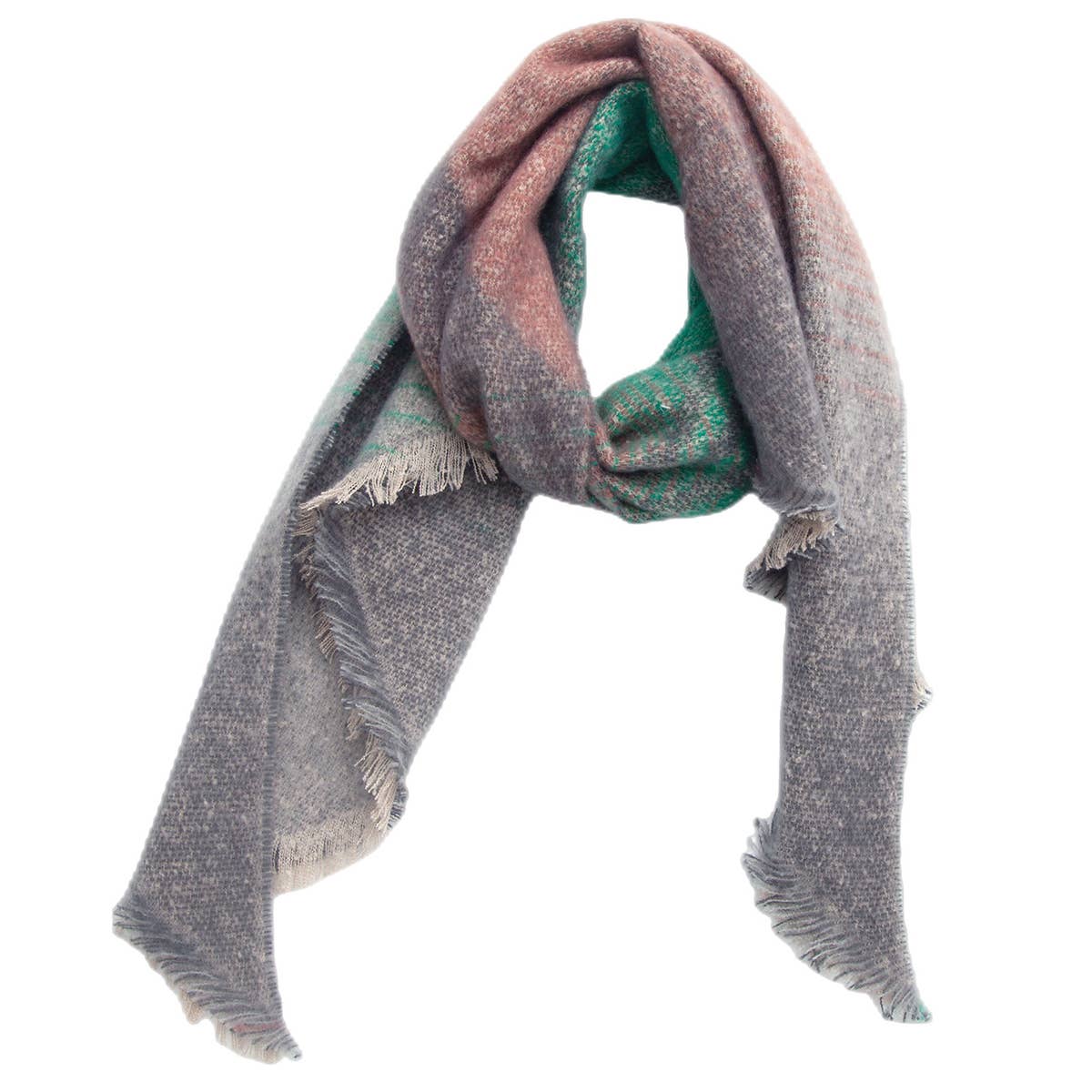 Striped Fuzzy Shawl - Thick Winter Wrap for Women_CWASC0120