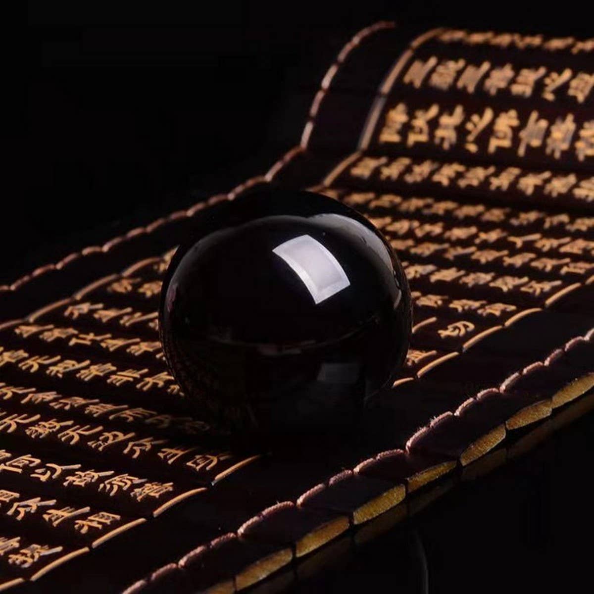 OBSIDIAN CRYSTAL BALL WITH STAND SET_CWMM8118