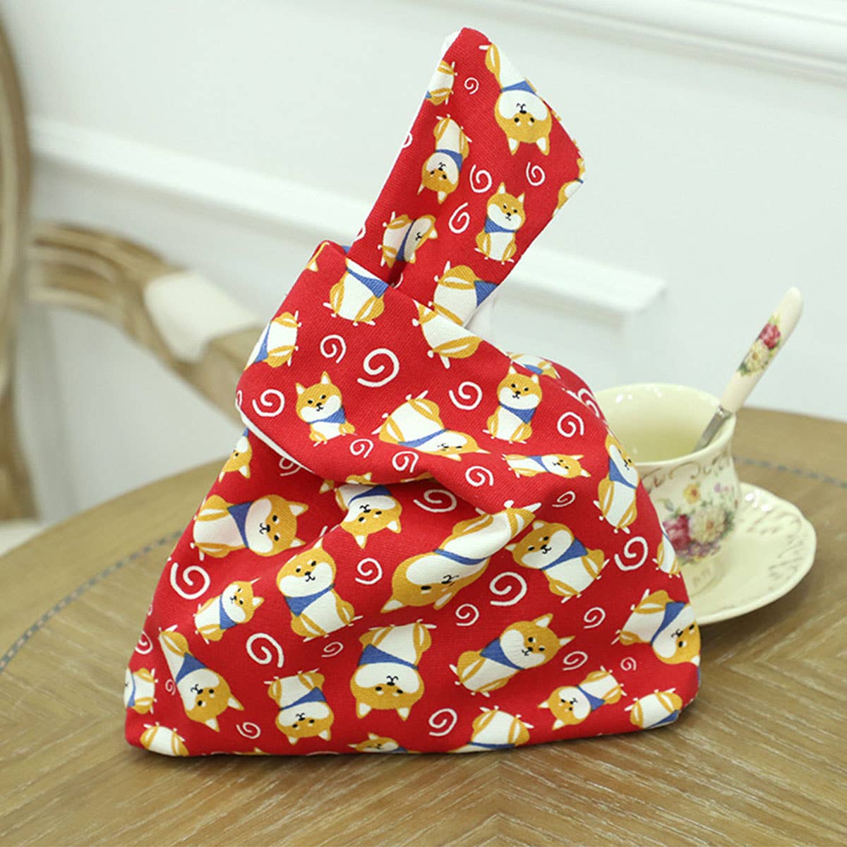 Cute cartoon tie canvas handbag