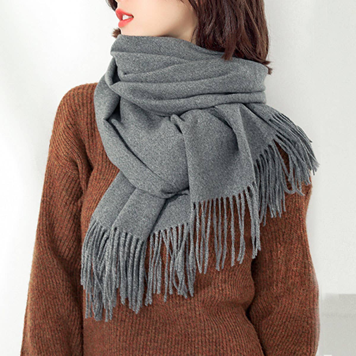 Winter Scarf Shawl - Soft Warm Fringe Design