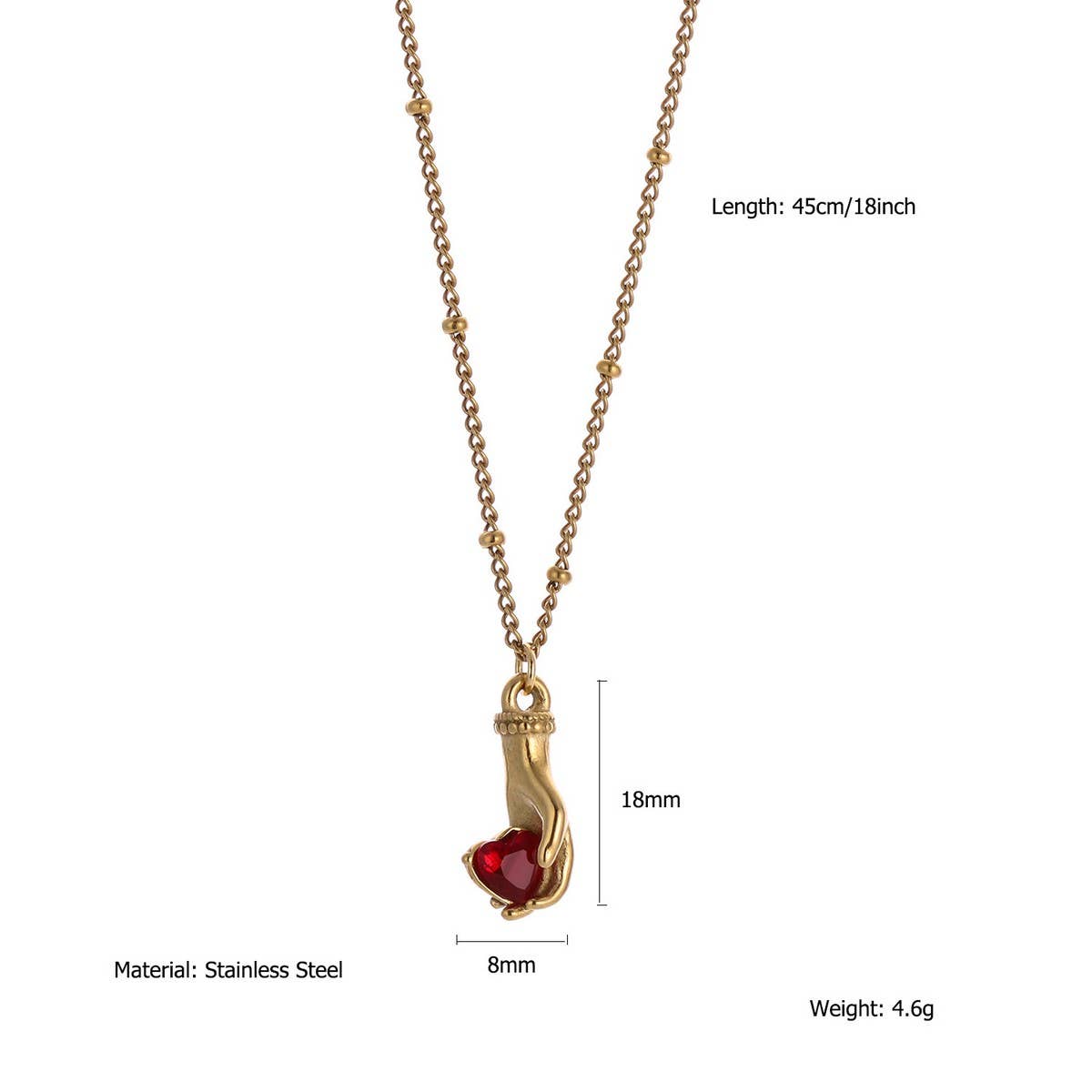 Enamel Heart Necklace with Strawberry Charm