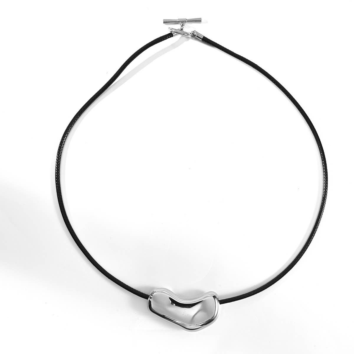 Fashion 18K Steel Leather Cord Necklace_CWMM8850