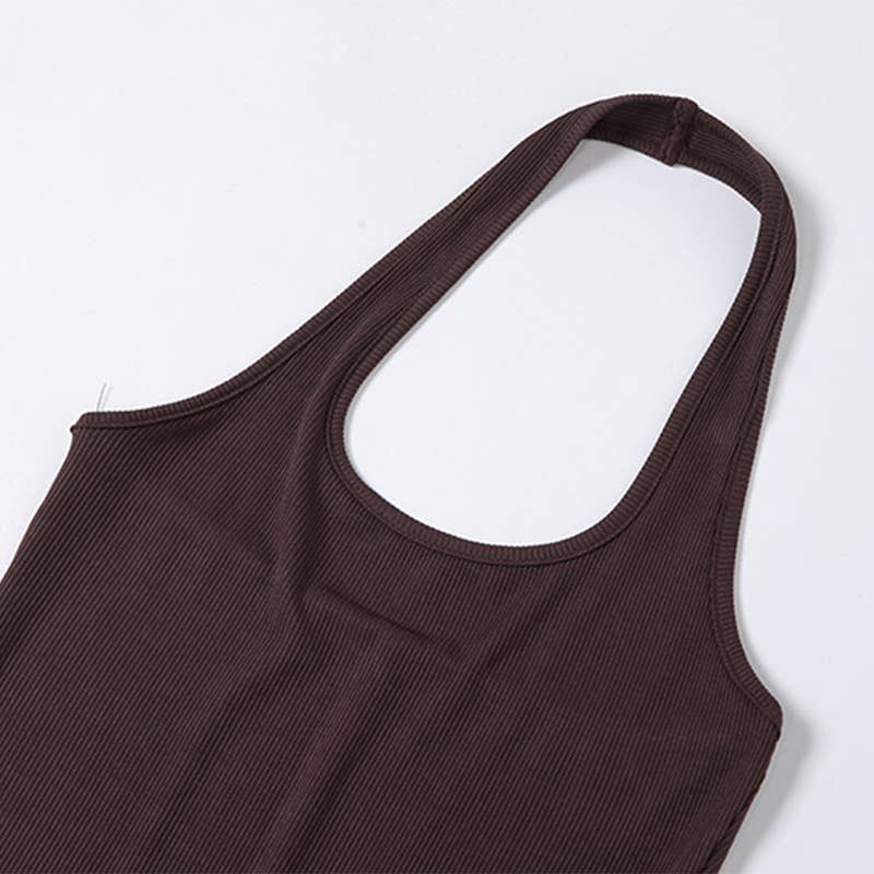 Solid color halter short design sense jumpsuit