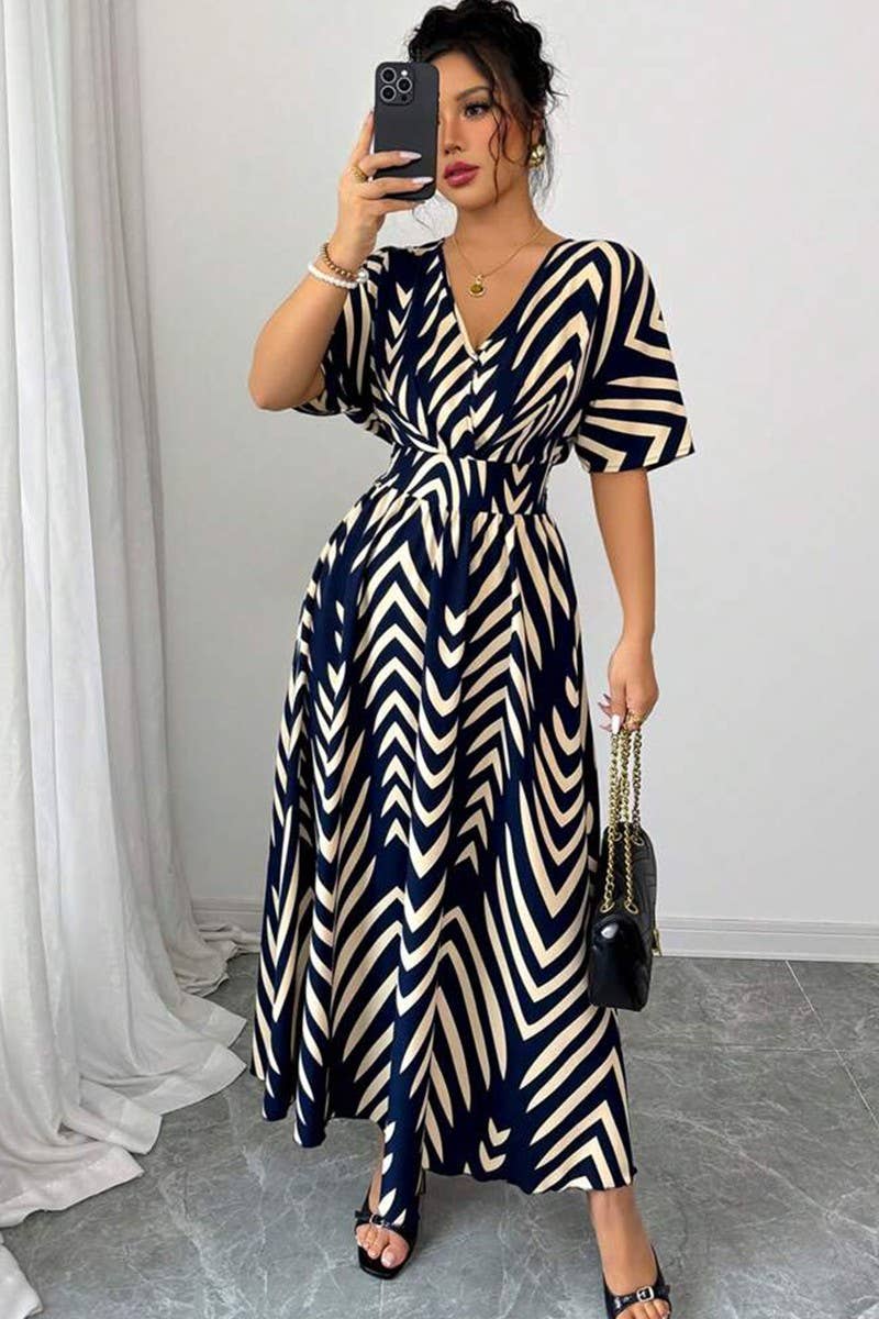 CWDMD6174_SUMMER NEW WAIST TEMPERAMENT TWILL DRESS