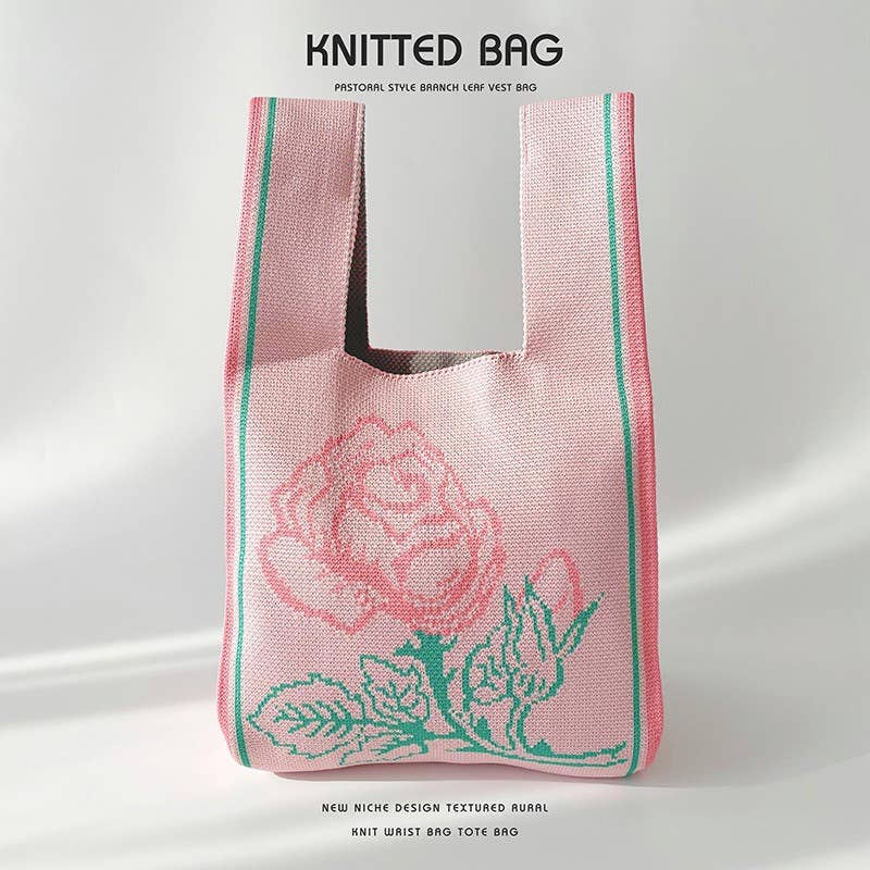 Flower series versatile knitted bag