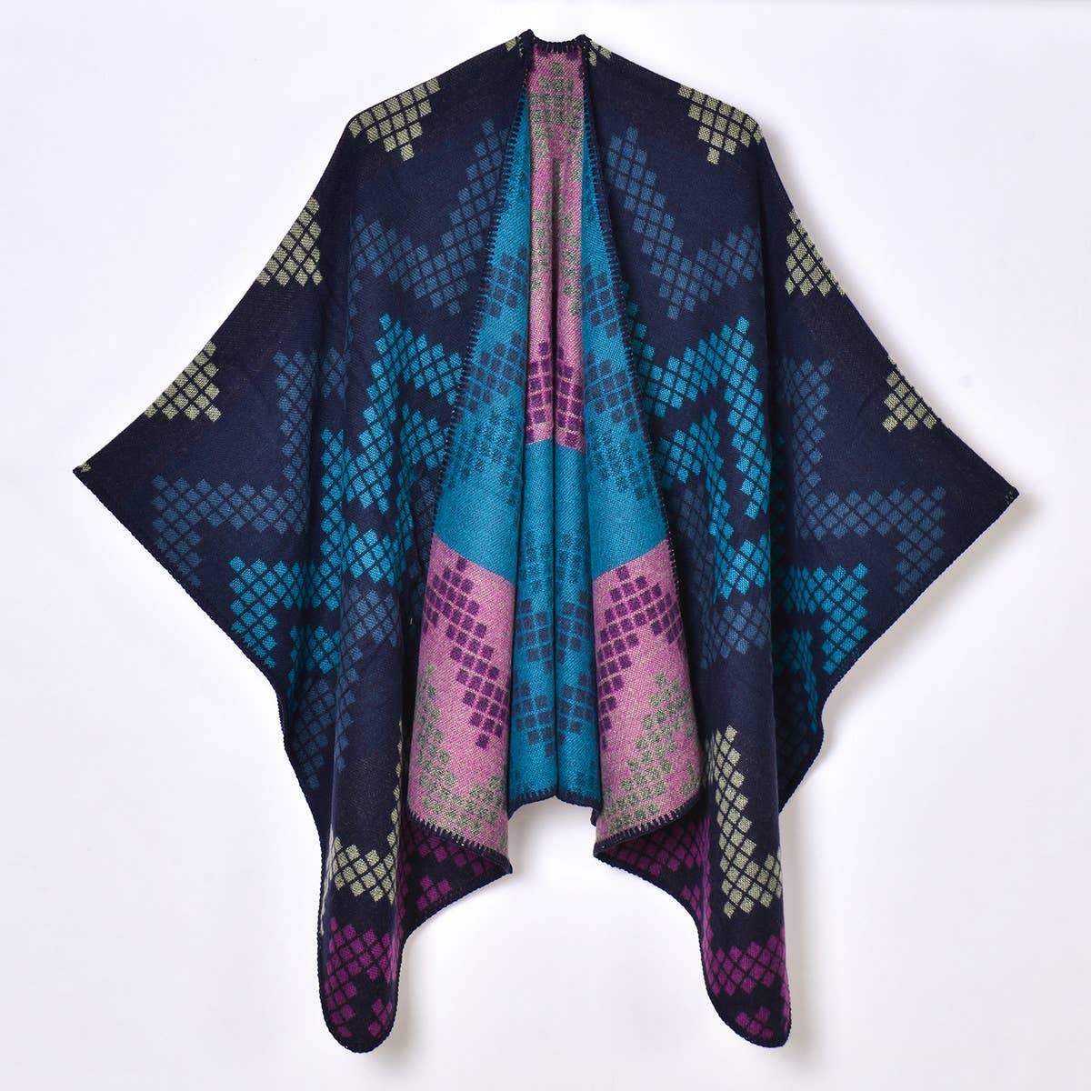 SIMPLE JACQUARD THICKENED CARDIGAN SHAWL_CWASC0951
