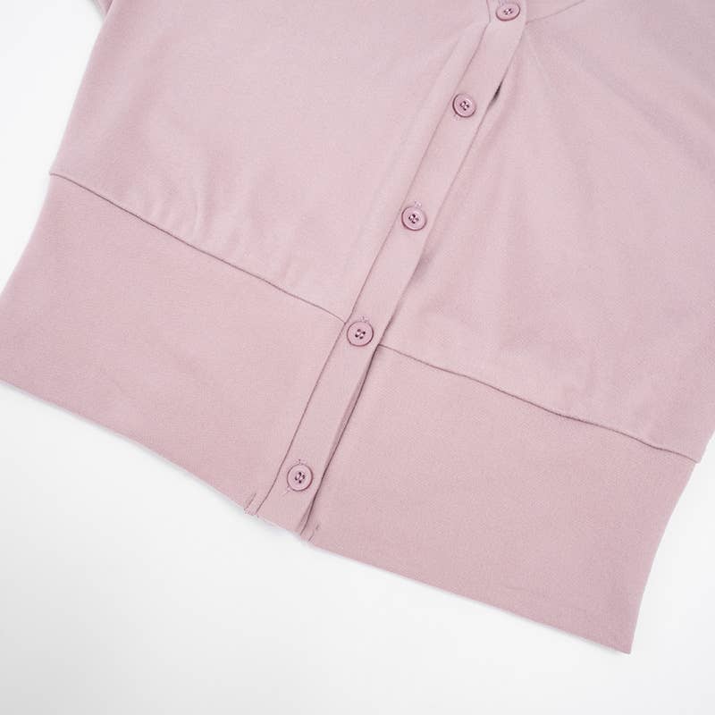 V-neck fitted cardigan lace-up wide-leg pant set