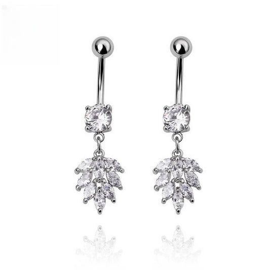 Creative Wheat CZ Dangle Belly Ring Piercing