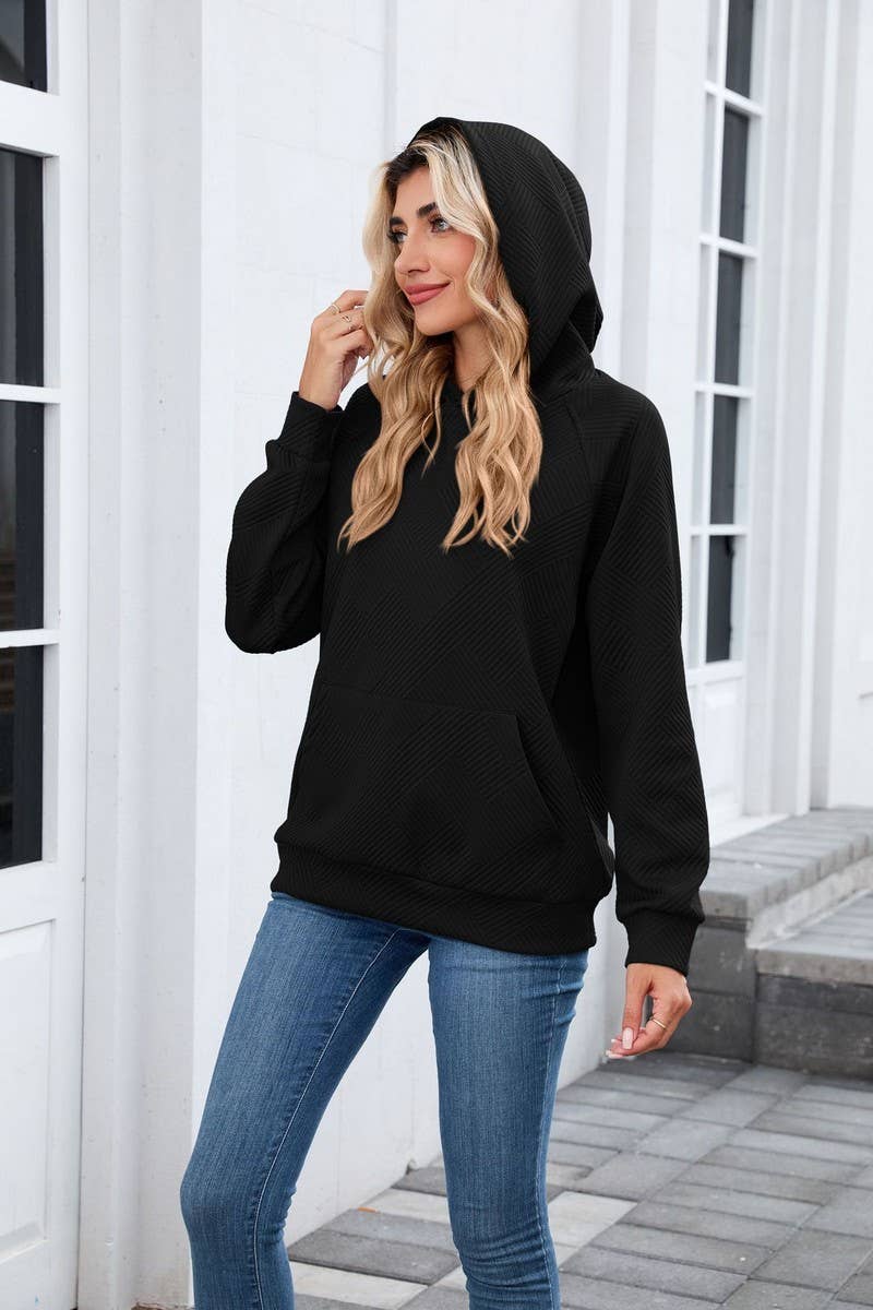 CWOHOL00661_SOLID HOODED POCKET CASUAL SWEATSHIRT