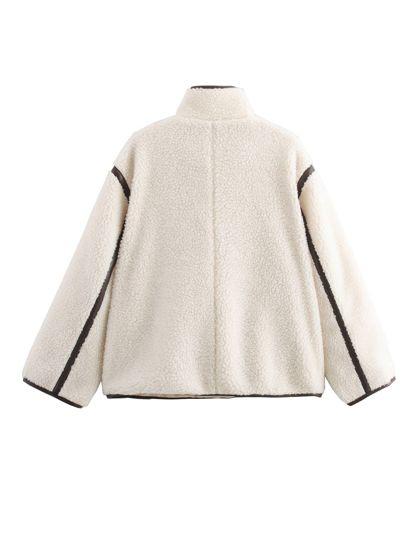 FASHION CASUAL LOOSE LAMB WOOL STAND COLLAR COAT