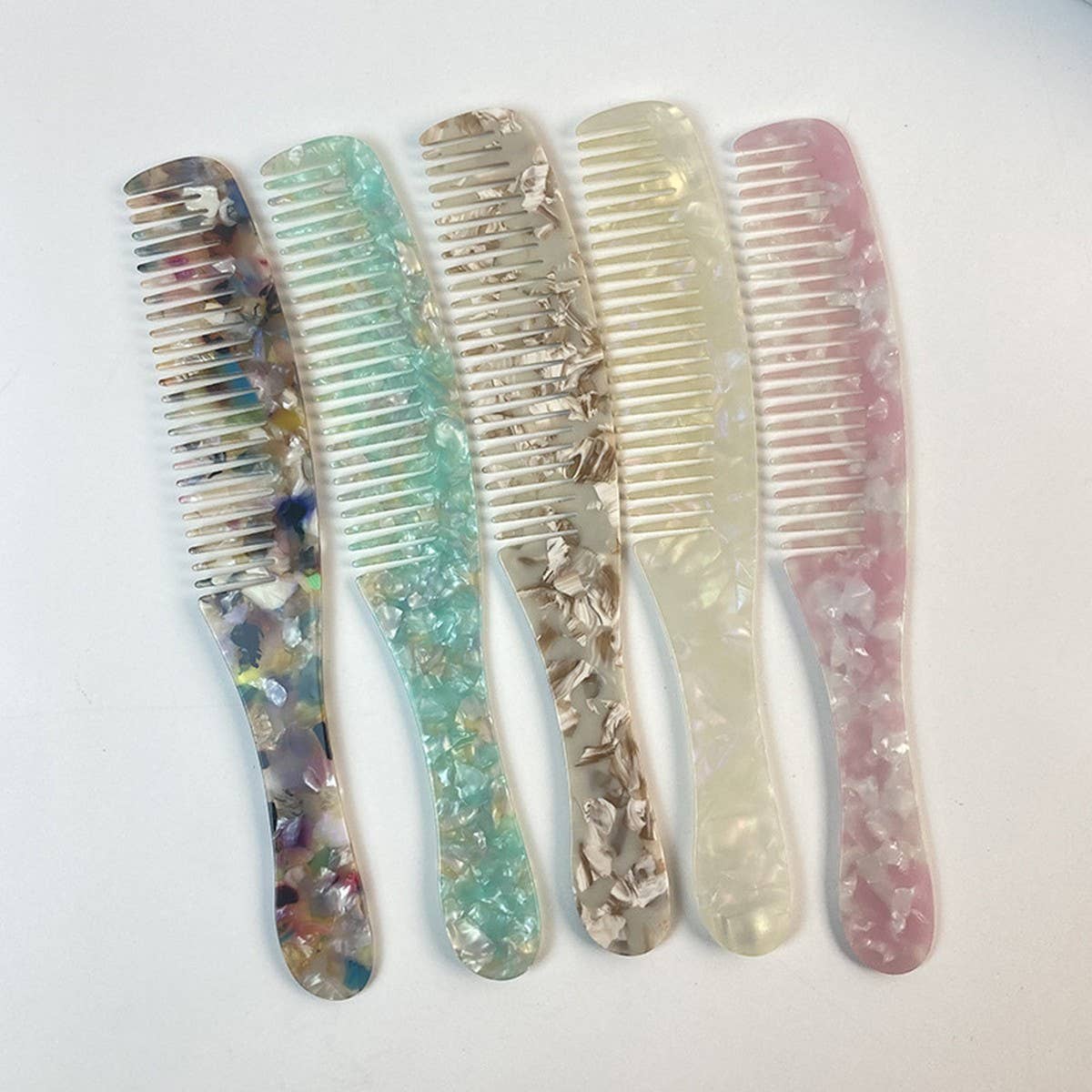 Colorful Acetate Fine-Tooth Comb with Handle