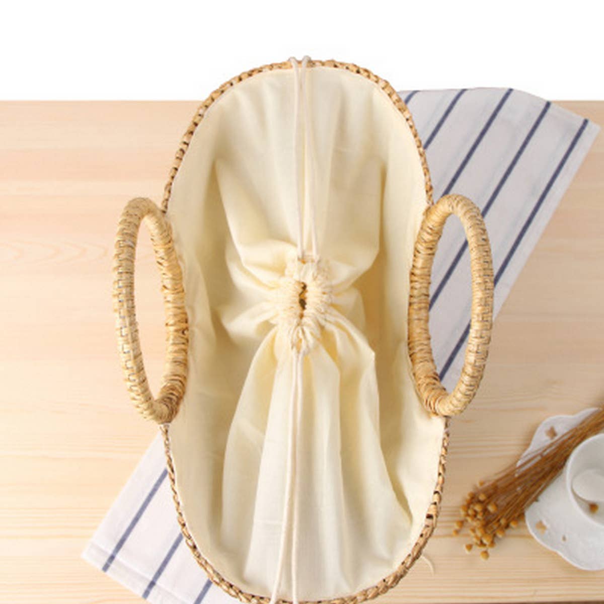 PORTABLE SEMI-CIRCLE WOOL BALL WOVEN BAG_CWAB2117