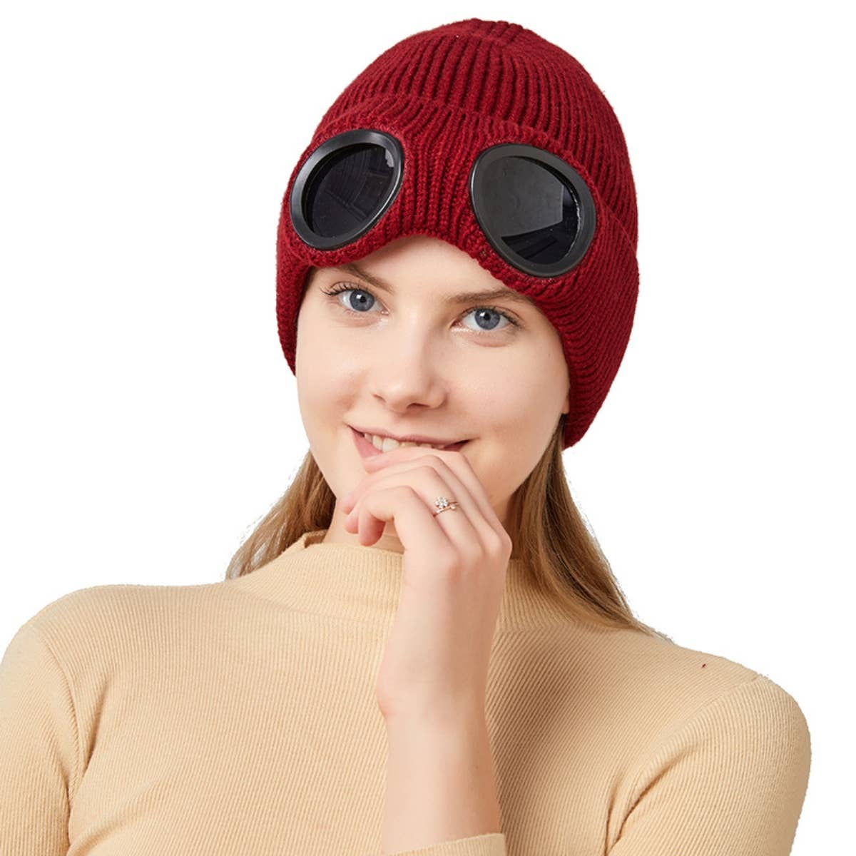 CWAH2210_WINTER WOOL SKI WINDPROOF GLASSES HAT