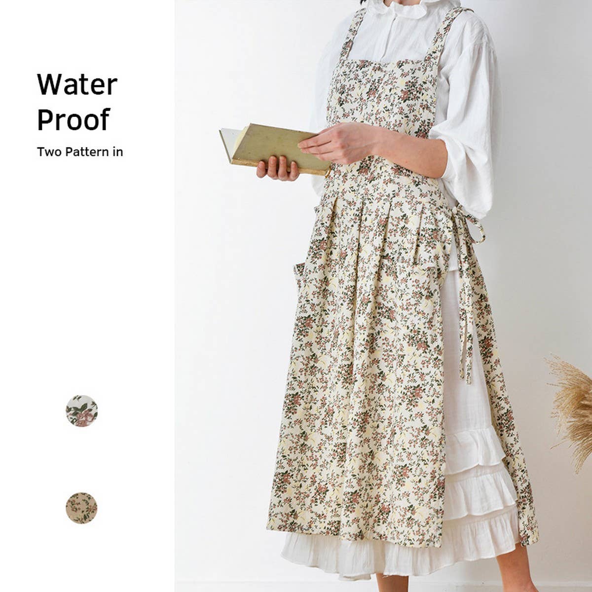 Cotton Floral Print Aprons with pockets vintage