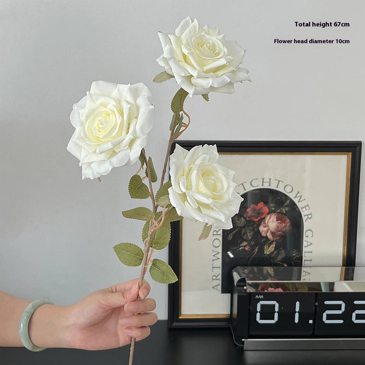 Artificial Cappuccino Rose Bouquet with 3 Heads_CWMM6505