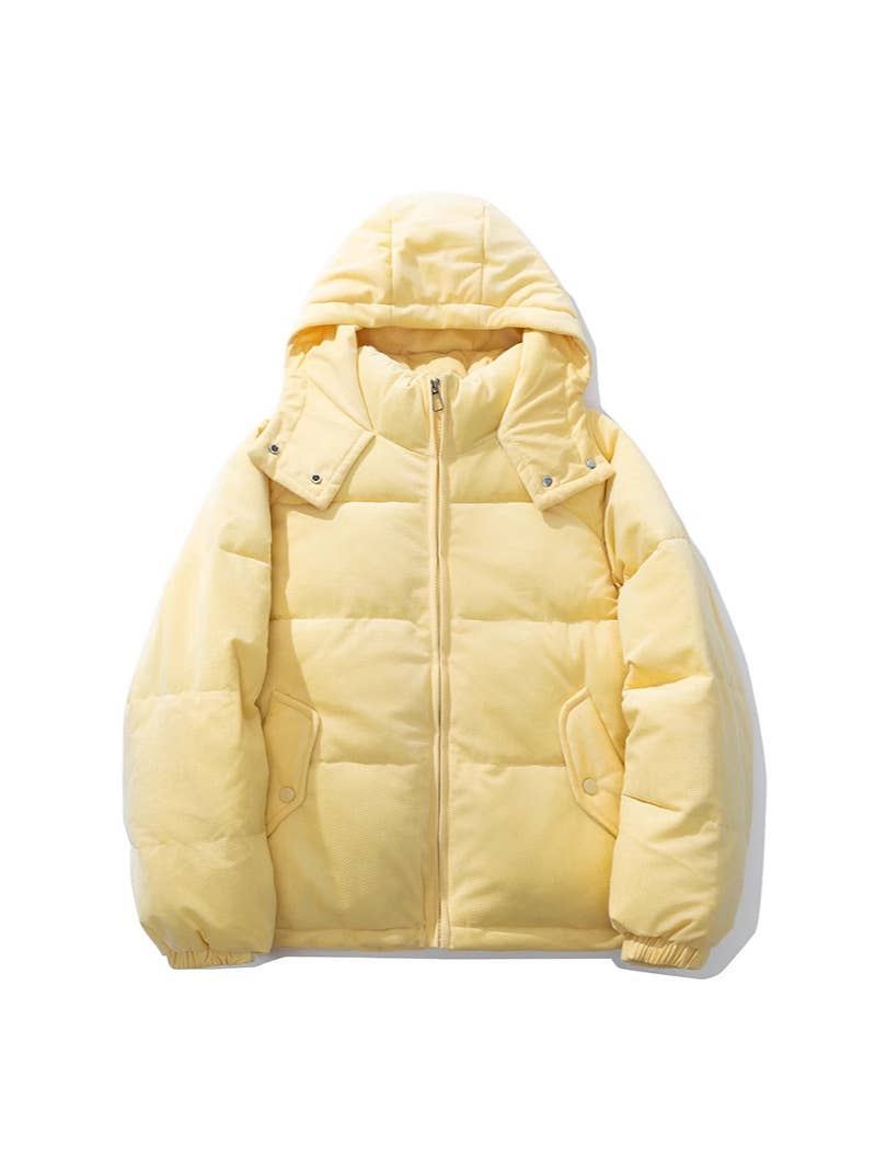 Hooded feels corduroy texture cotton-padded coat
