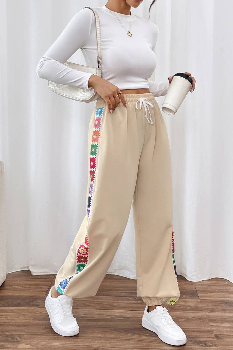 CWBLP1185_CASUAL COLORFUL PRINTED ELASTIC WAIST SWEATPANTS